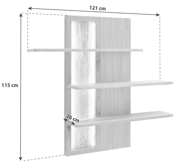 STENSKI REGAL 121/26/115 cm barve hrasta