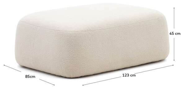 Kremno bel tabure iz tkanine bouclé Martina – Kave Home