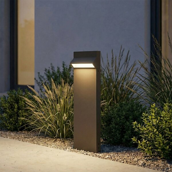 Arcchio LED-ulična svetilka Vonar, višina 50 cm, antracit, Siva, Aluminij, Sodobni