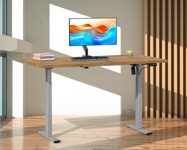 MID.YOU Dvižna Miza E-lona, Barva Hrasta, Srebrna, 110x50cm