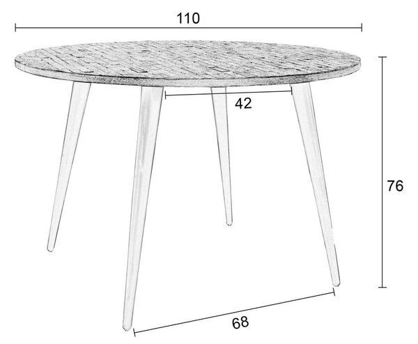 Okrogla jedilna miza iz masivnega tika ø 110 cm Mo – White Label