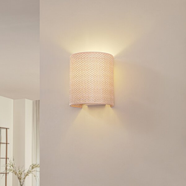 Lindby stenska svetilka Soula, 20 cm, bež, plastika, E27, zatemnjen, Bež, Dnevna soba / jedilnica, Plastika, Podeželska hiša / Rustikalna