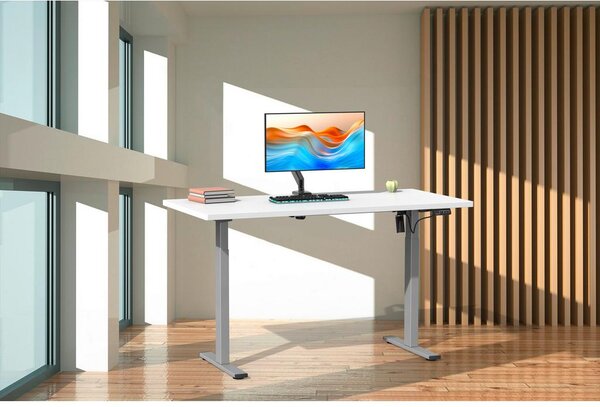 MID.YOU Dvižna Miza E-lona, Bela, Srebrna, 110x50cm