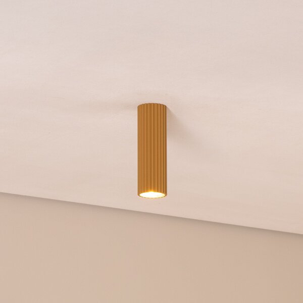 SOLLUX LIGHTING Stropna svetilka Carbon, zlate barve, višina 20 cm, aluminij, zatemnjen, Zlata / medeninasta, Dnevna soba / jedilnica, Aluminij, Sodobni