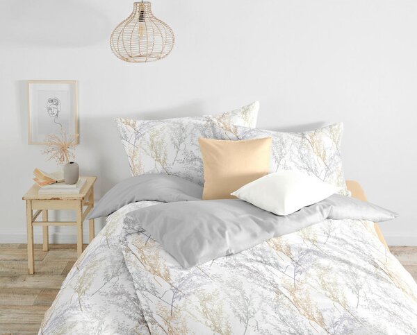 POSTELJNINA BED ART S 140/200 cm mako saten krem barve, bela, svetlo siva, pastelno modra