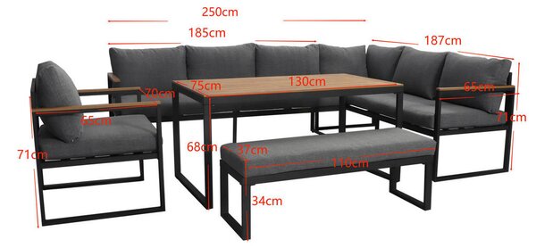 JEDILNA LOUNGE GARNITURA tkanina jeklo