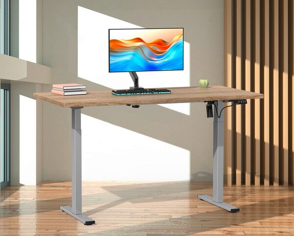 MID.YOU Dvižna Miza E-lona, Barva Hrasta, Srebrna, 140x50cm