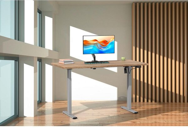 MID.YOU Dvižna Miza E-lona, Barva Hrasta, Srebrna, 140x50cm