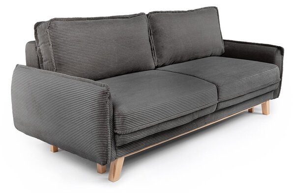 Siva raztegljiva sedežna garnitura iz rebrastega žameta 218 cm Tori – Bonami Selection