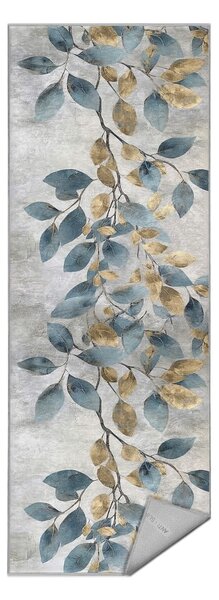Svetlo moder/zlat pralen tekač 80x200 cm Golden Leaves – Mila Home