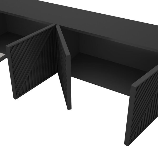 Črna TV omarica 161x55x35 cm Peta – Marckeric