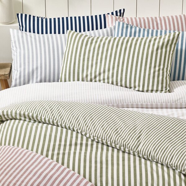 Temno modra enojna flanelna posteljnina 135x200 cm Stripe – Catherine Lansfield