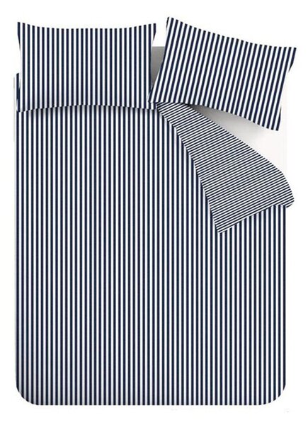 Temno modra enojna flanelna posteljnina 135x200 cm Stripe – Catherine Lansfield