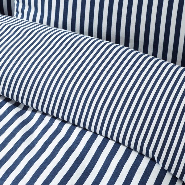 Temno modra enojna flanelna posteljnina 135x200 cm Stripe – Catherine Lansfield