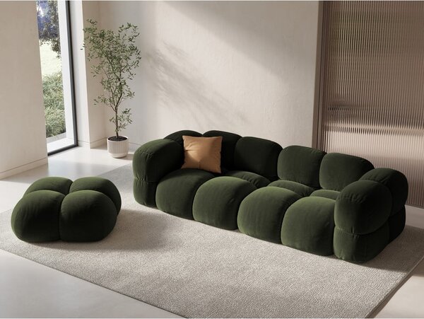 Zelena žametna sedežna garnitura 250 cm Loretto – Cosmopolitan Design