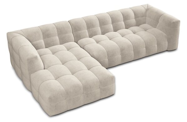 Bež žametna kotna sedežna garnitura Windsor & Co Sofas Vesta, levi kot