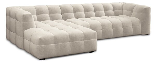 Bež žametna kotna sedežna garnitura Windsor & Co Sofas Vesta, levi kot