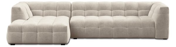 Bež žametna kotna sedežna garnitura Windsor & Co Sofas Vesta, levi kot