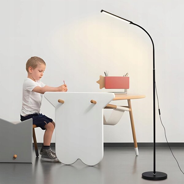 12W LED gibljiva talna svetilka 180cm USB črna