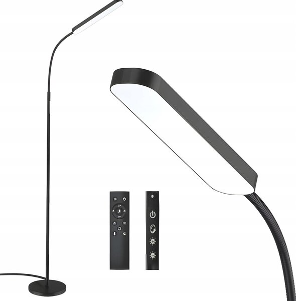 LED gibljiva talna svetilka 198cm 6-stopenjska + daljinski upravljalnik črna
