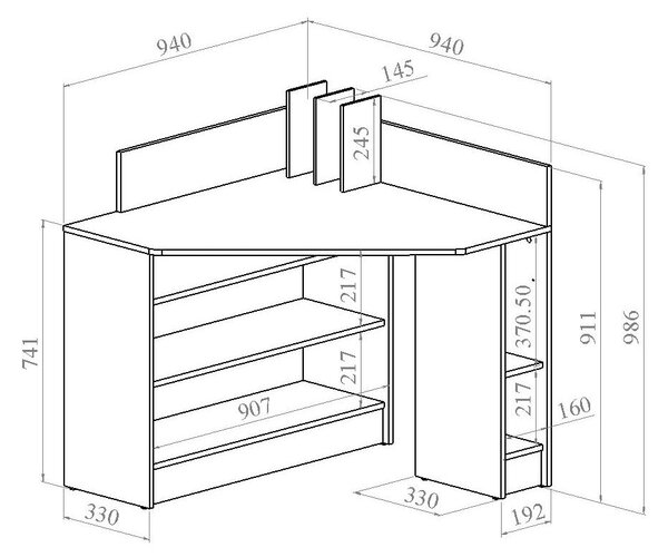 Pisalna miza z mizno ploščo v hrastovem dekorju 94x94 cm Wall – TemaHome