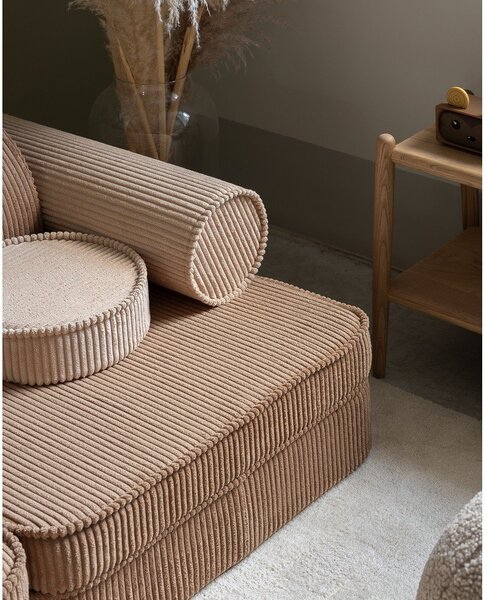 Svetlo rjava otroška sedežna garnitura iz rebrastega žameta 132 cm Settee – Wigiwama