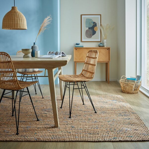 Ročno tkana preproga iz jute v naravni in modri barvi 160x230 cm Jute Boucle Blue – Flair Rugs
