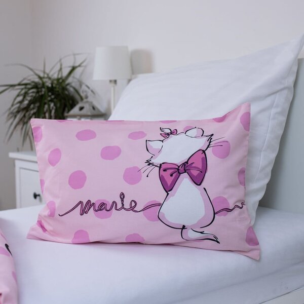 Rožnata bombažna otroška posteljnina za otroško posteljico 100x135 cm Marie Cat "Merci" – Jerry Fabrics