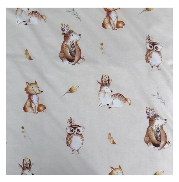 Bež bombažna otroška posteljnina za otroško posteljico 100x135 cm Animals "Woodland" – Jerry Fabrics