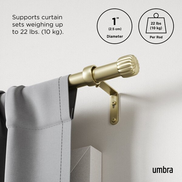 Jeklena karnisa z nastavljivo dolžino v zlati barvi 91 - 168 cm Cleo – Umbra