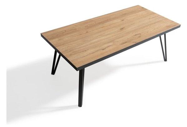 Črna/naravna mizica z mizno ploščo v hrastovem dekorju 60x120 cm Sindi – Marckeric
