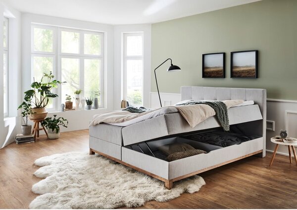 Svetlo siva boxspring postelja s prostorom za shranjevanje 160x200 cm Catania - Meise Möbel