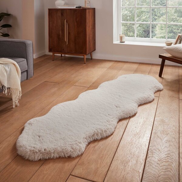 Kremno bel sintetičen tekač 60x180 cm Super Teddy – Think Rugs