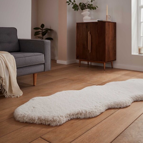 Kremno bel sintetičen tekač 60x180 cm Super Teddy – Think Rugs