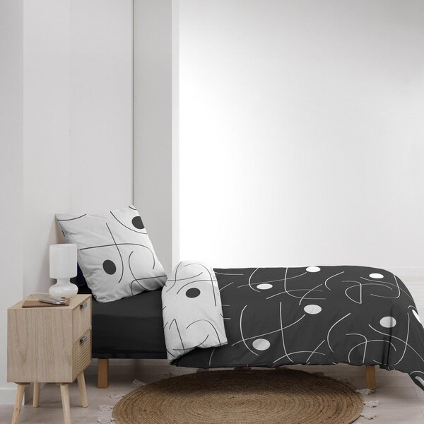 Bela/temno siva enojna posteljnina iz mikrovlaken 140x200 cm Sonate – douceur d'intérieur