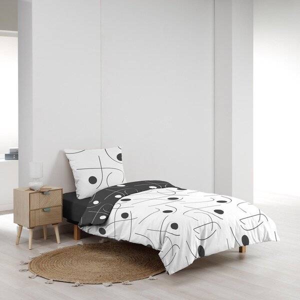 Bela/temno siva enojna posteljnina iz mikrovlaken 140x200 cm Sonate – douceur d'intérieur