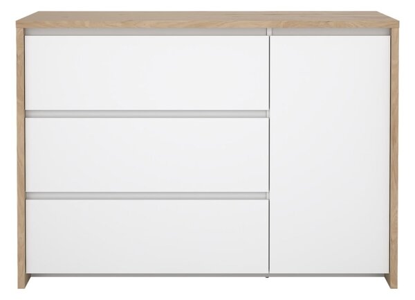 Bela komoda v hrastovem dekorju 119x84x48 cm Next – Tvilum