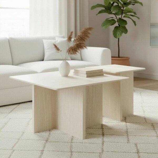 Bessagi Home Klubska Miza Lucca, Krem Barve, 2-Delni Set