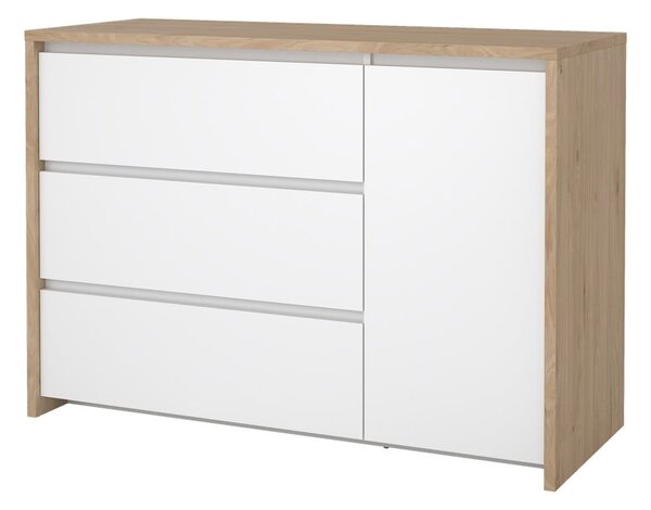 Bela komoda v hrastovem dekorju 119x84x48 cm Next – Tvilum