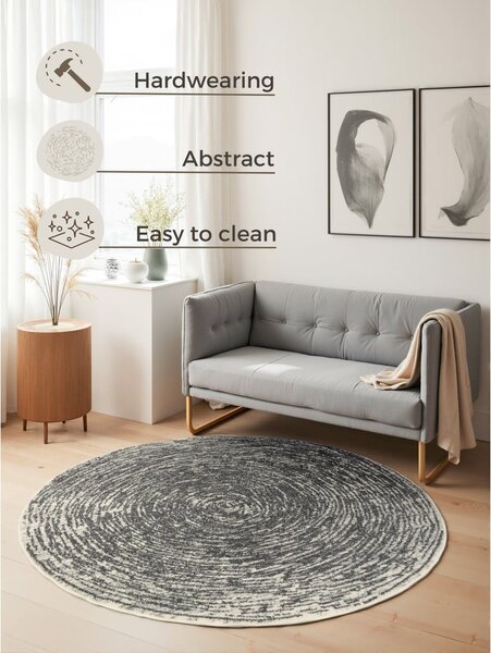 Siva/kremno bela okrogla preproga ø 120 cm Gloria Cavallo – Hanse Home