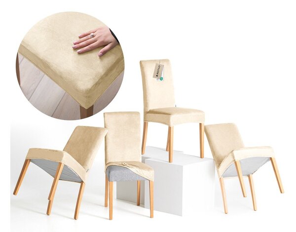 Bež raztegljive prevleke v kompletu 4 ks za stol 48 cm Sento – Restilo