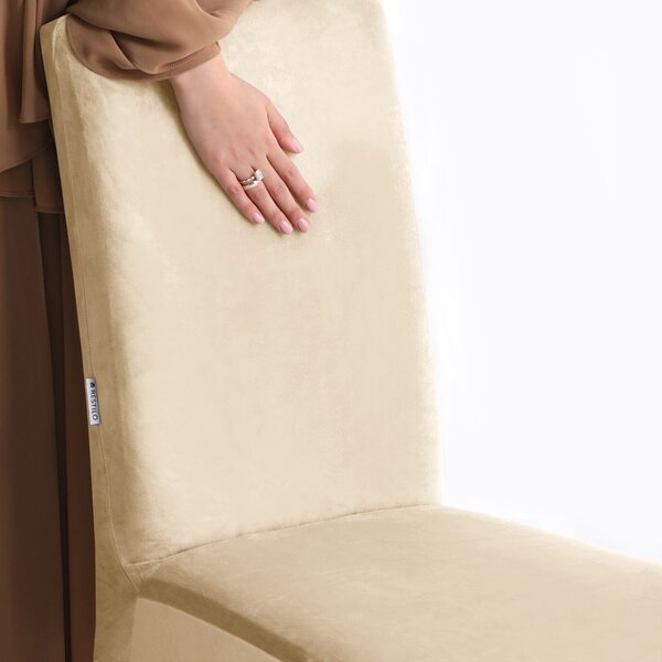 Bež raztegljive prevleke v kompletu 4 ks za stol 48 cm Sento – Restilo