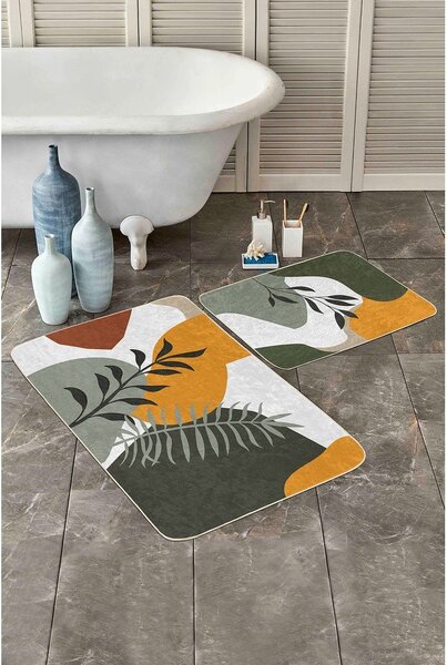Zelene žametne kopalniške preproge v kompletu 2 ks 60x100 cm Illustrated Autumn – Mila Home