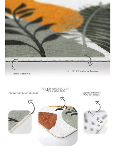 Zelene žametne kopalniške preproge v kompletu 2 ks 60x100 cm Illustrated Autumn – Mila Home