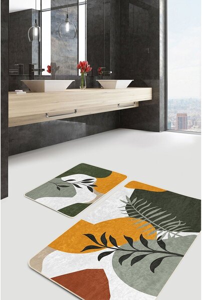 Zelene žametne kopalniške preproge v kompletu 2 ks 60x100 cm Illustrated Autumn – Mila Home