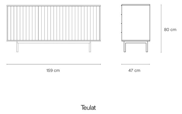 Siva nizka komoda 159x80 cm Sierra – Teulat