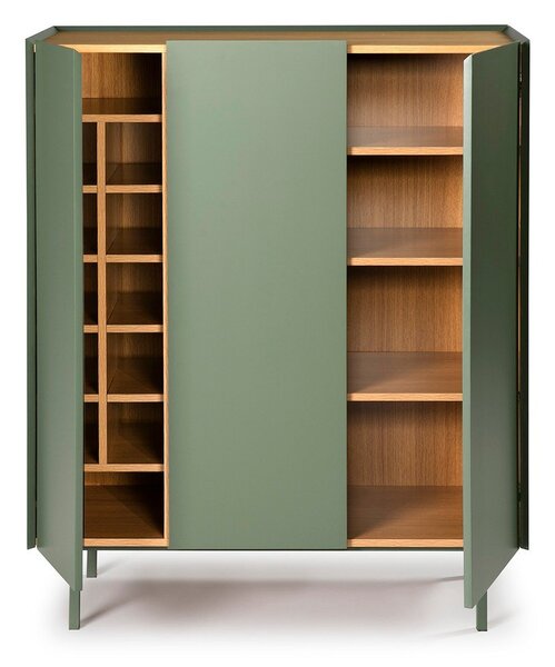 Zelena visoka komoda v hrastovem dekorju 95x120 cm Arista – Teulat