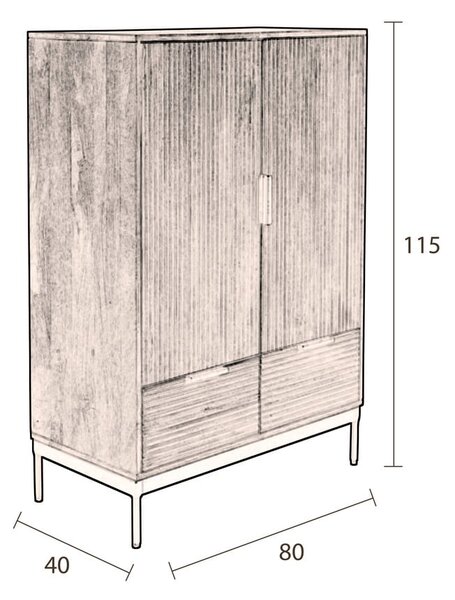 Rjava komoda z 2 predaloma Dutchbone Saroo