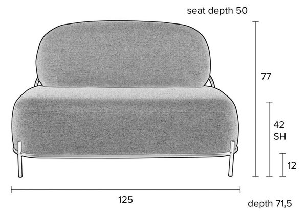 Temno siva zofa White Label Polly