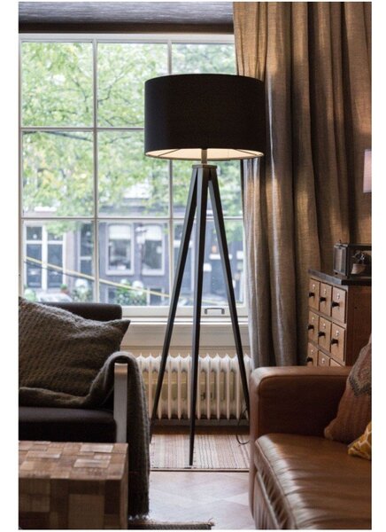 Črna talna svetilka Zuiver Tripod
